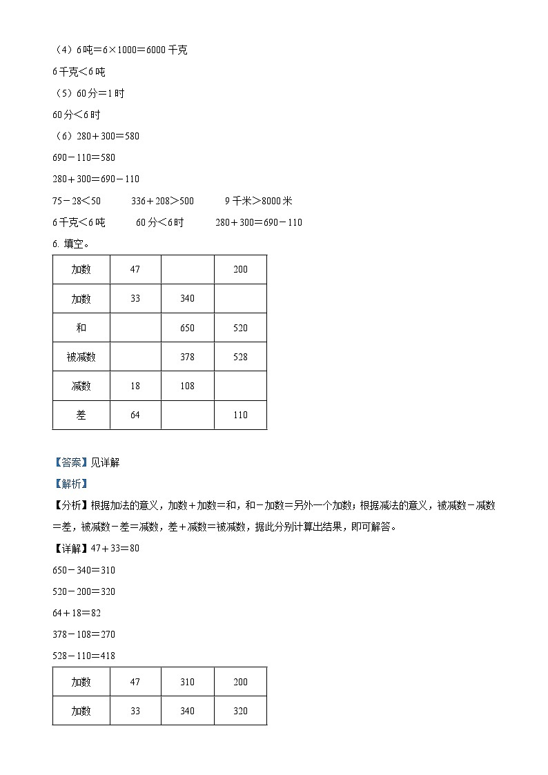2024-2025学年湖南省娄底市涟源市人教版三年级上册期中质量检测数学试卷（解析版）-A4第3页