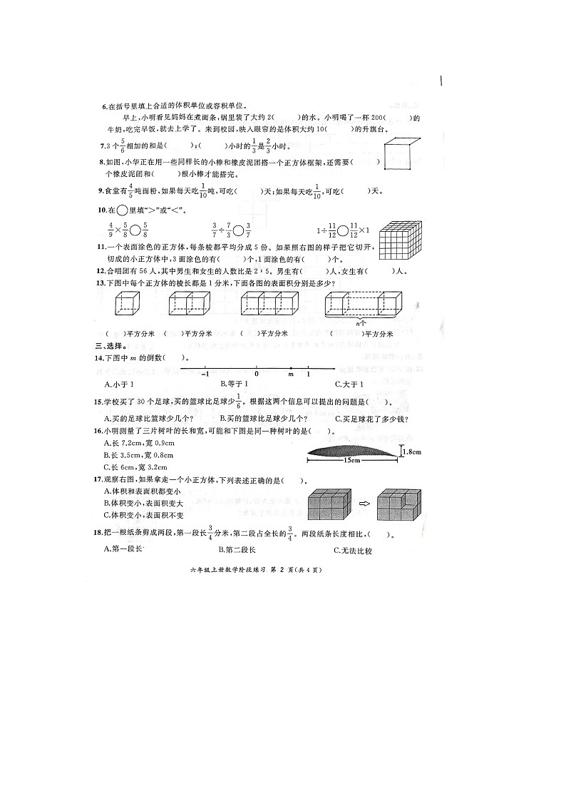 安徽省合肥市瑶海区2024-2025学年六年级上学期期中数学试题第2页