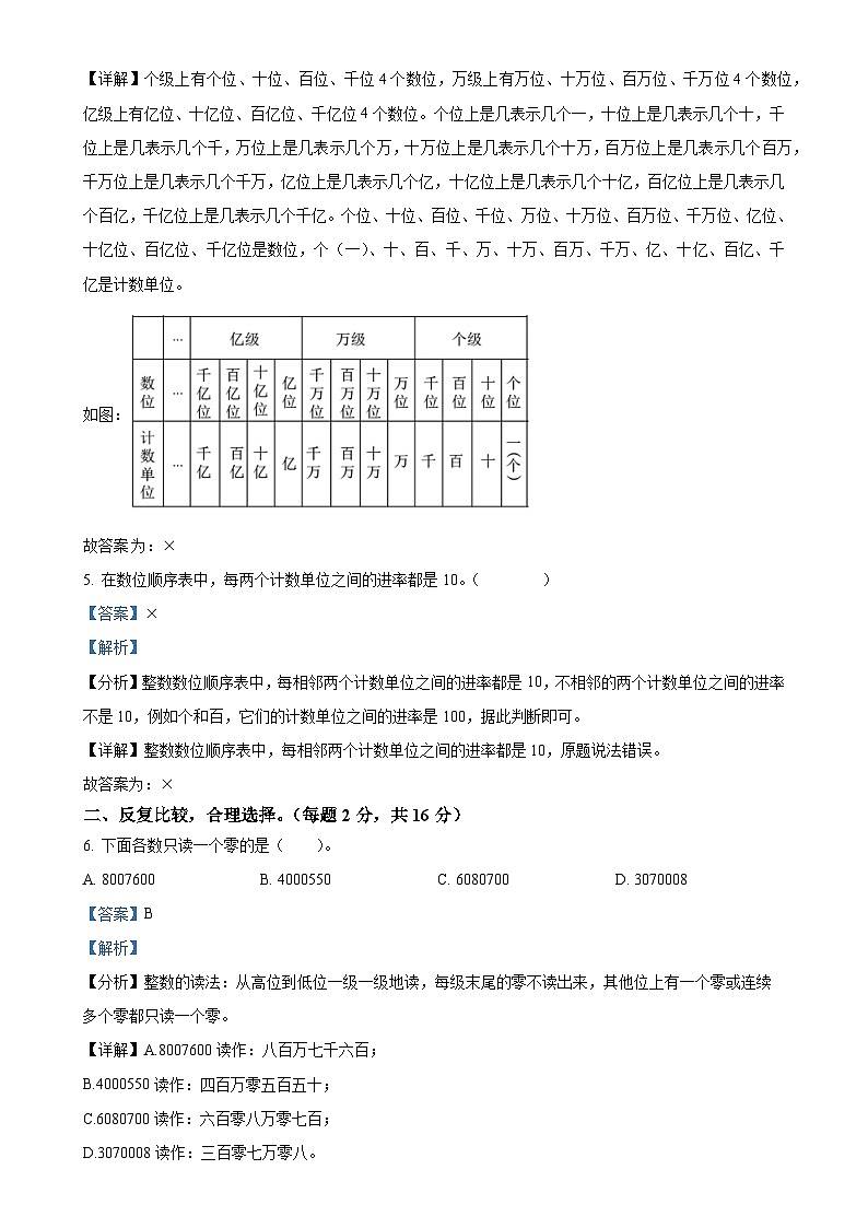 2024-2025学年广东省韶关市曲江区北师大版四年级上册期中考试数学试卷（解析版）-A4第2页
