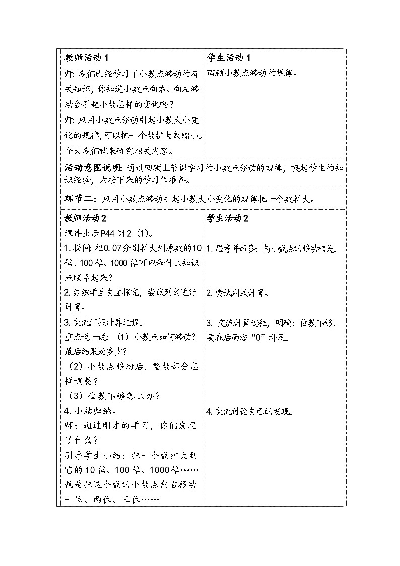 【核心素养】人教版数学四下4.6《小数点移动引起小数大小的变化（2）》教案第2页