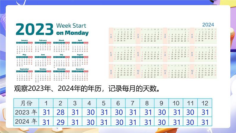 人教版数学三下6.1《年、月、日》课件第7页