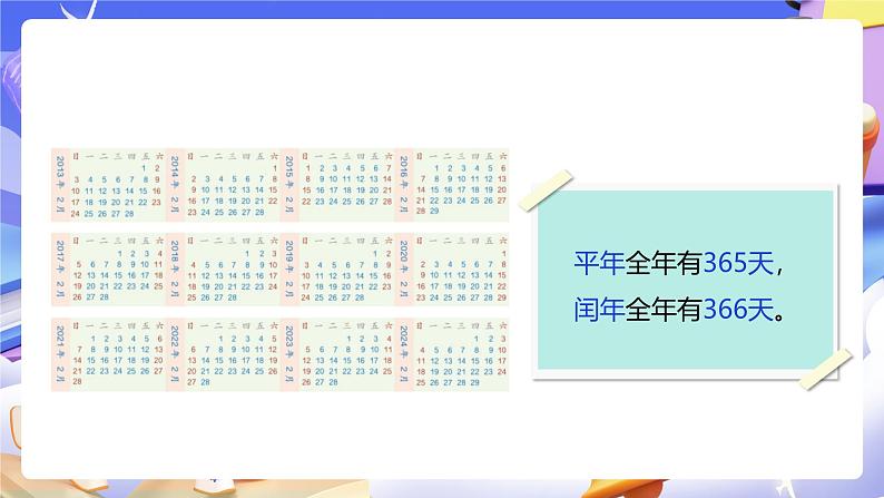 人教版数学三下6.2《认识平年和闰年》课件第8页