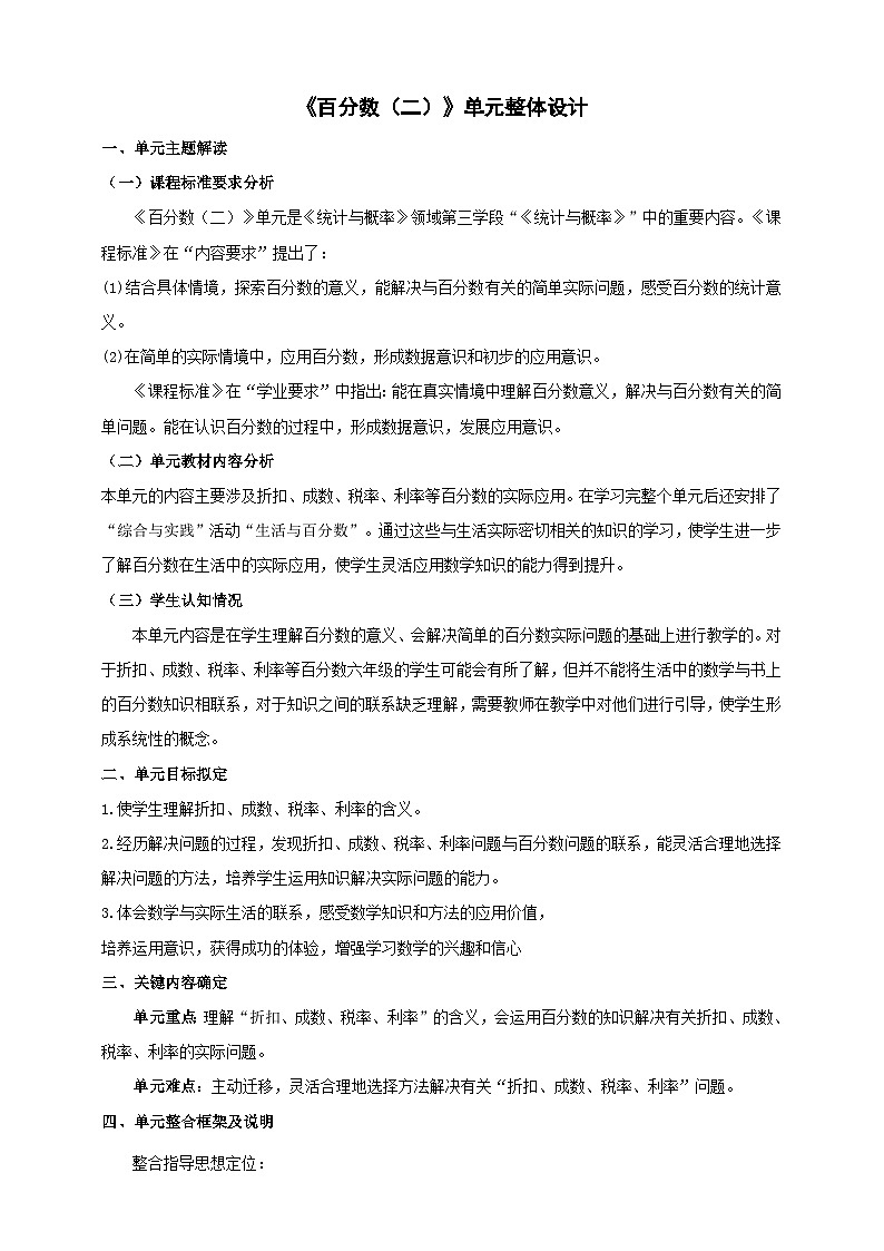 《百分数（二）》大单元整体设计第1页
