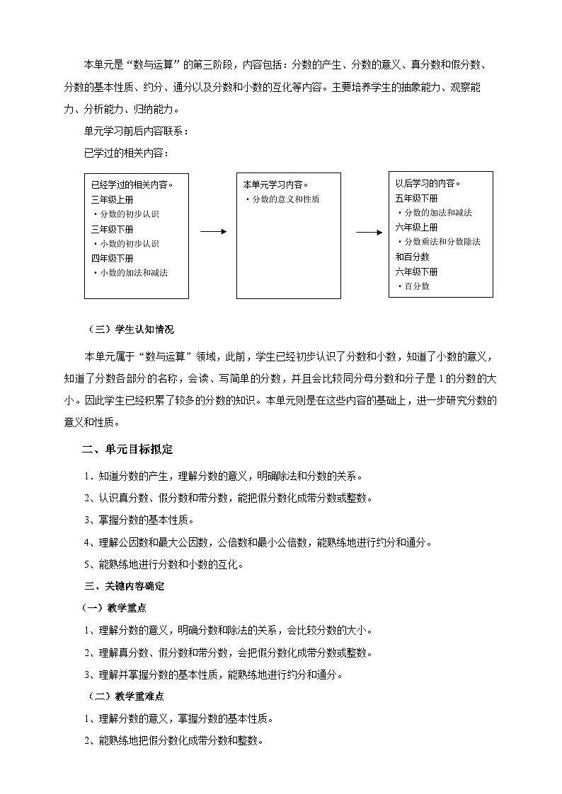 《分数的意义和性质》单元整体设计第2页