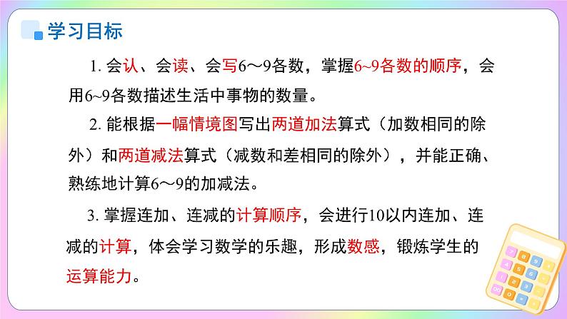 小学数学苏教版一年级上册第二单元《6~9的认识和加减法》单元复习课件第2页