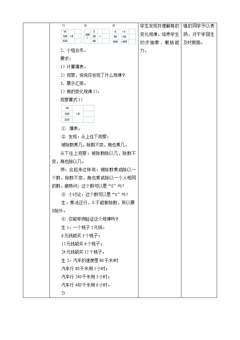 6.6商的变化规律教学设计第2页