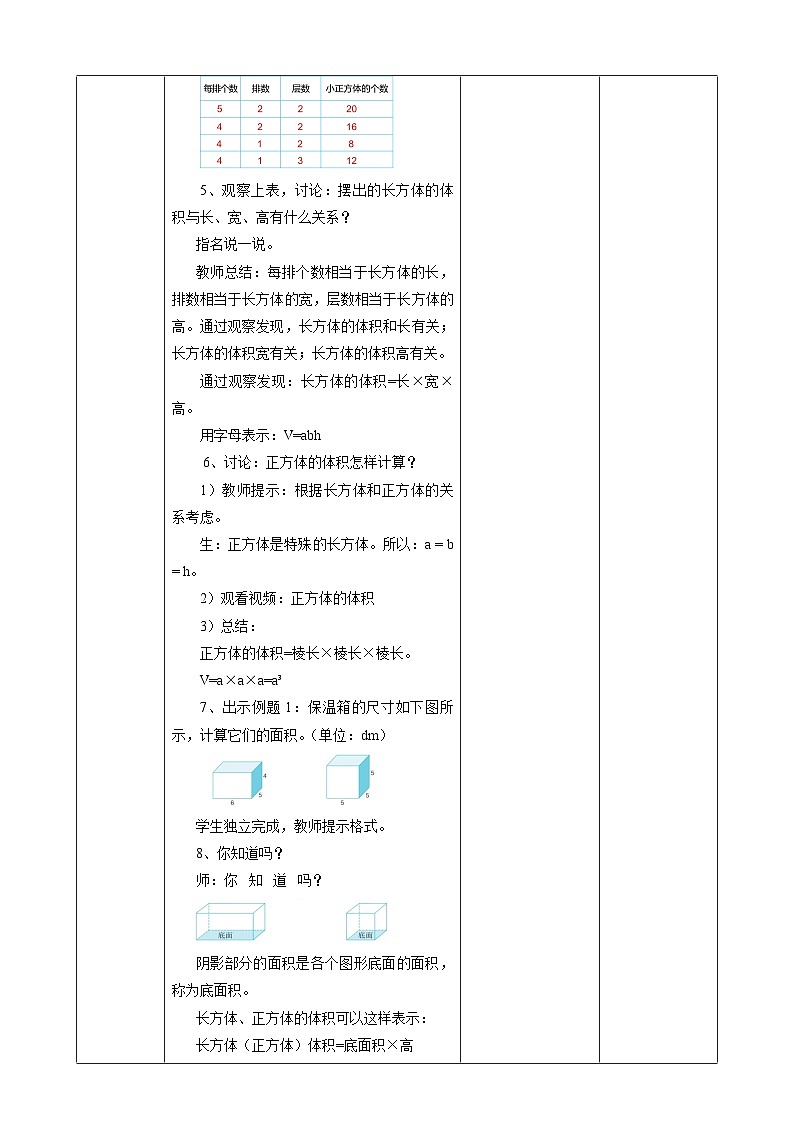 人教版五下3.6《长方体、正方体的体积》教案第3页