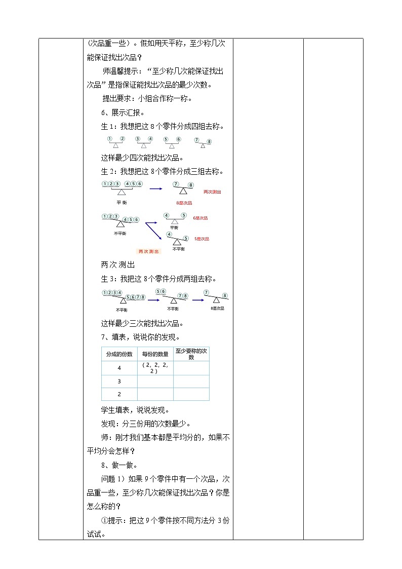 人教版五下8 数学广角《找次品》教案第3页