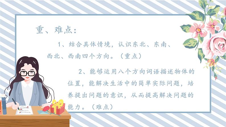 人教版小学数学三年级下册第一单元位置与方向（一）《认识东南、东北、西南、西北方向》课件第5页