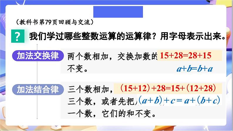 北师大版数学六年级下册《总复习 数与代数 运算律》课件第3页