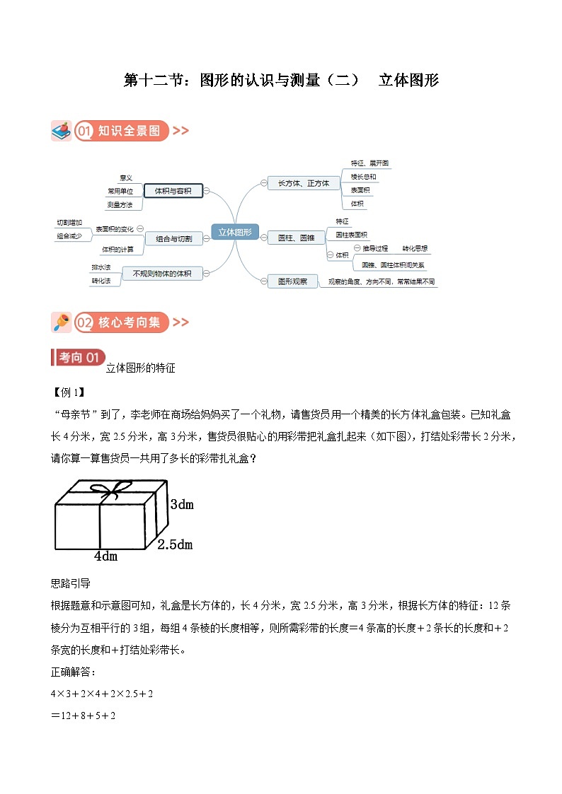 2025年小升初复习(全国通用)：知识点12立体图形(原卷版+解析)第1页