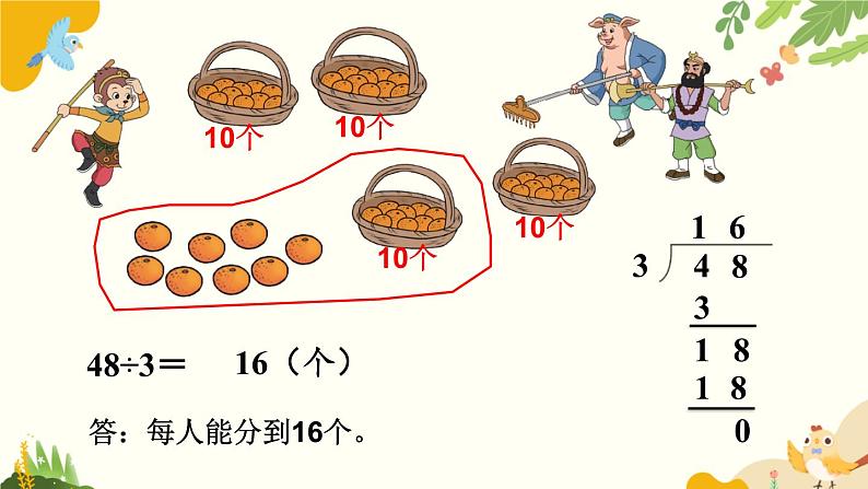 北师大版数学三年级下册 第一单元 除法-第二课时 分橘子课件第6页