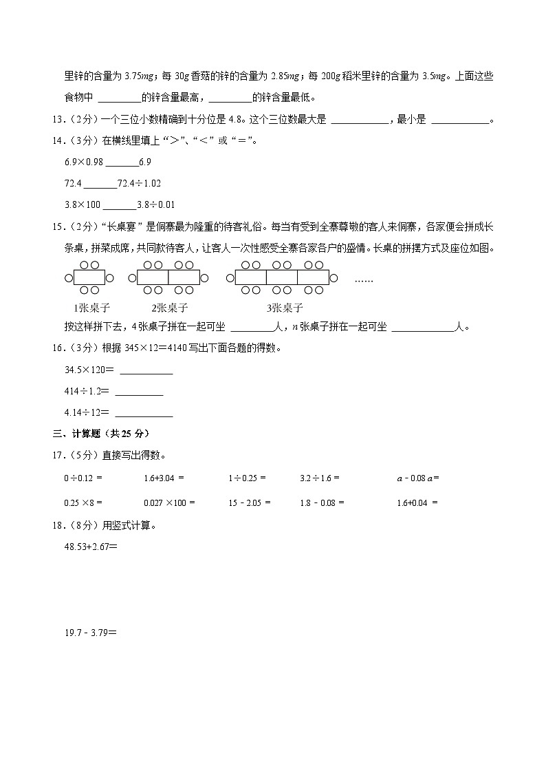 2023-2024学年安徽省蚌埠市新城实验学校五年级（上）期末数学试卷第2页
