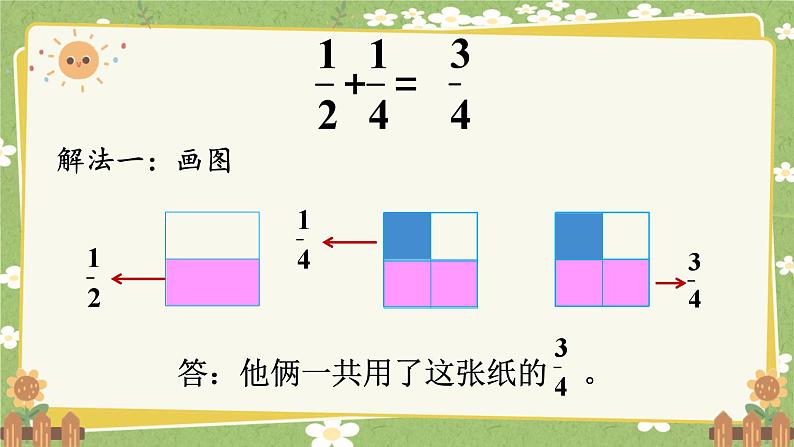 北师大版数学五年级下册 第一单元 分数加减法-第一课时 折纸（1）课件第4页