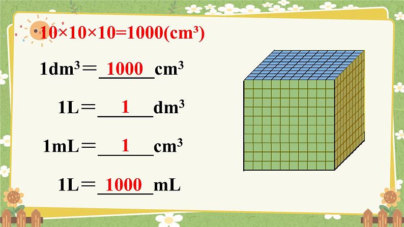 北师大版数学五年级下册 第四单元 长方体（二）第五课时 体积单位的换算课件第6页