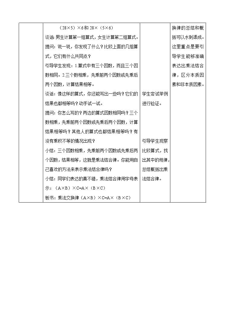 冀教版数学四年级下册3.6《乘法交换律和乘法结合律》教学设计第3页