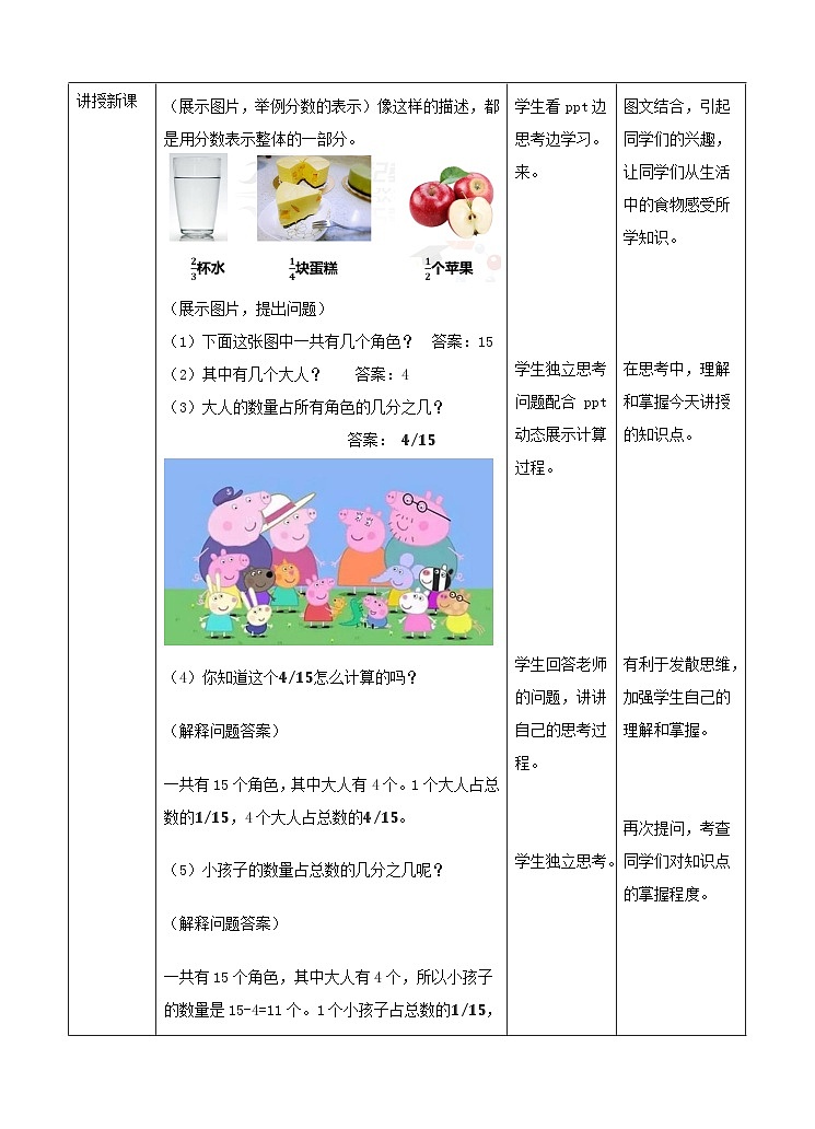 冀教版数学四年级下册5.3《用分数表示整体的一部分》（教案）第2页