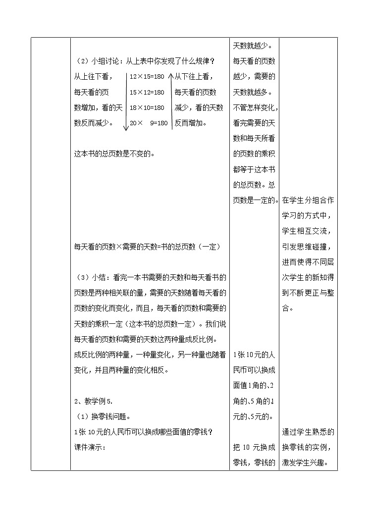 冀教版数学六年级下册3.3《反比例的意义》（教案）第2页