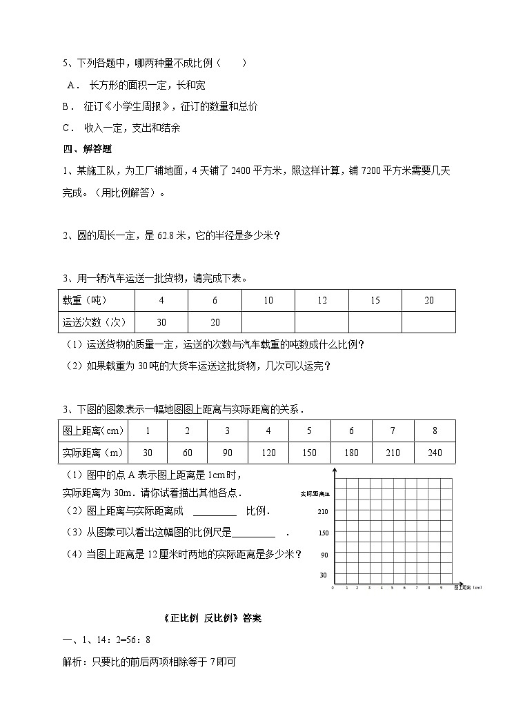 冀教版数学六年级下册6.1.6《正比例 反比例》（练习）第2页