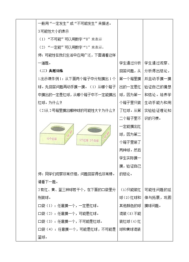 冀教版数学六年级下册6.3.3《可能性》教学设计第2页
