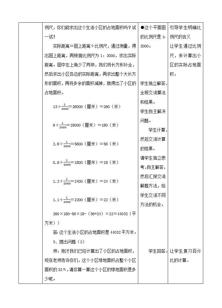 冀教版数学六年级下册6.4.3《生活小区(1)》教学设计第2页