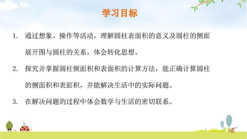 小学数学北师大版六年级下册 第一单元第二课时 圆柱的表面积（课件）第2页