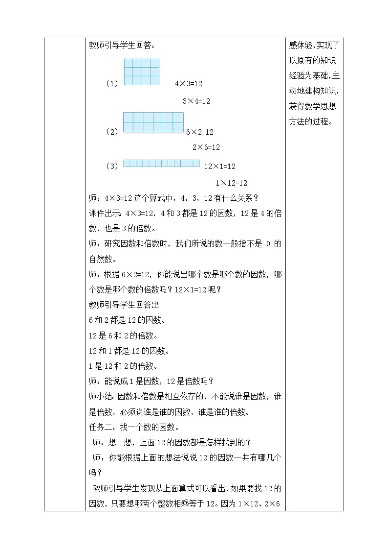 苏教版数学五年级下册3.1《因数与倍数》教案第2页