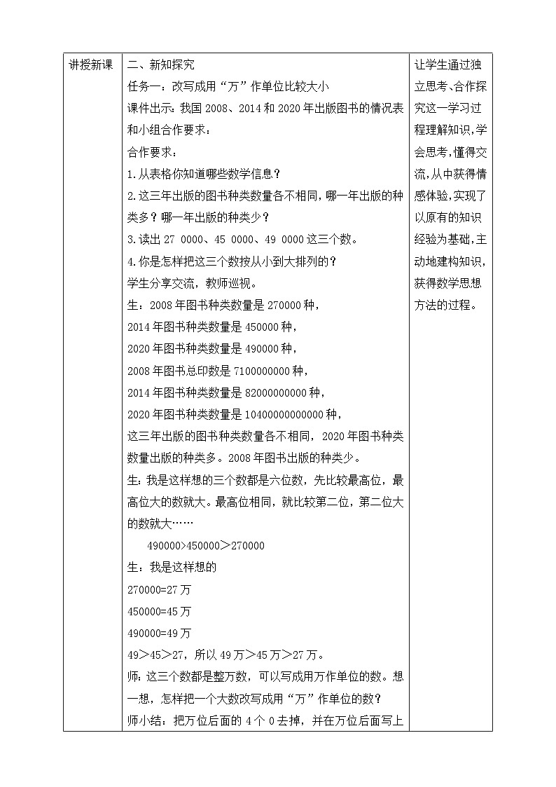 苏教版数学四年级下册2.5《数的改写及大小比较》教案第2页