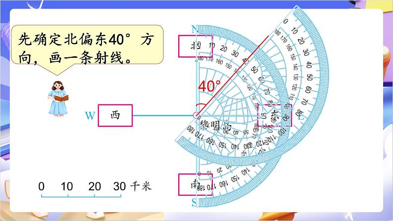 苏教版数学六年级下册5.2《根据方向和距离在平面图上表示物体的位置》课件第4页