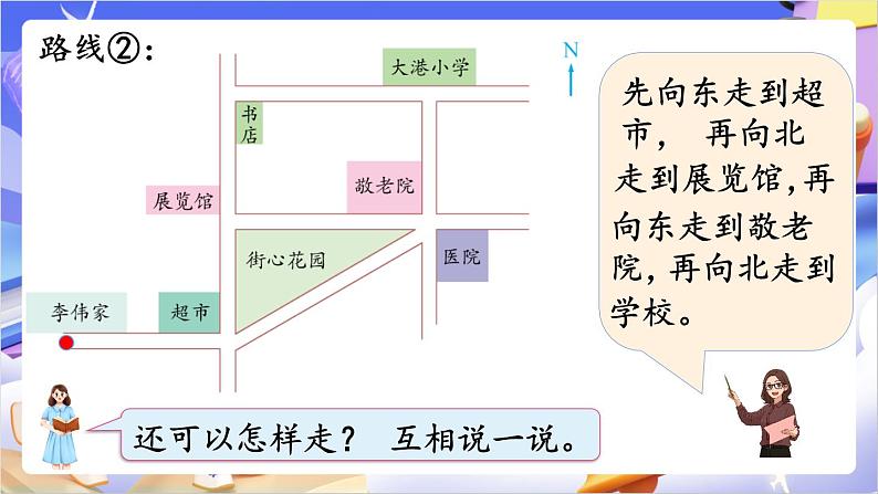 苏教版数学六年级下册5.3《用方向和距离描述简单的行走路线》课件第8页