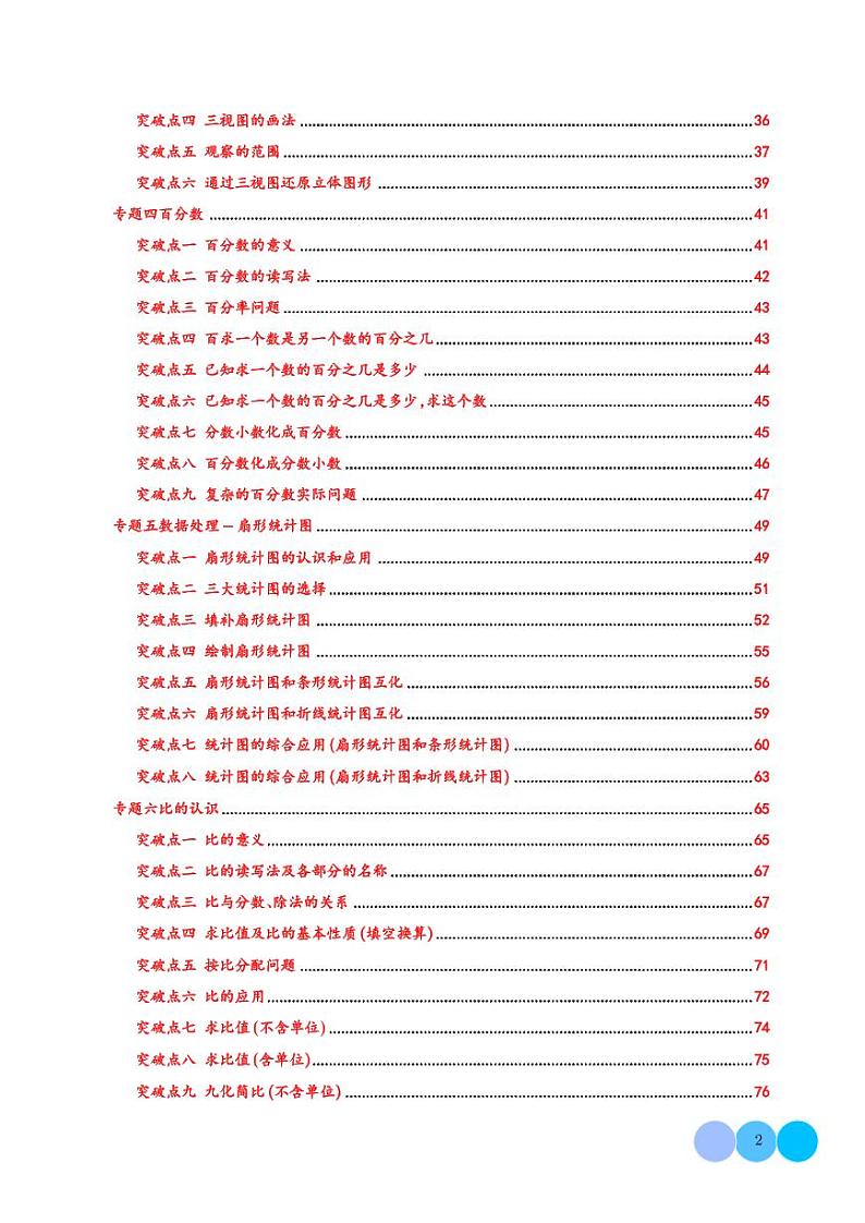 常考易错知识点专题突破（七大专题81个突破点）--2024~2025学年六年级上册数学期末复习（北师大版）第2页