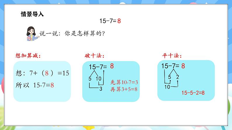 人教版(2024)数学一年级下册--2.4 十几减5、4、3、2（课件）第3页