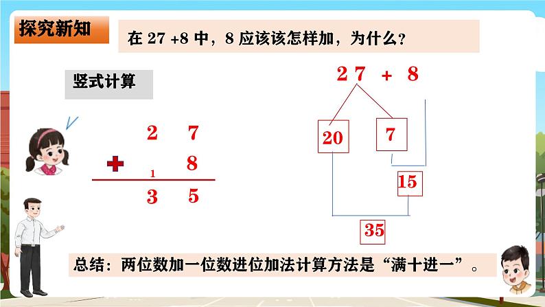 西师大版一年级下册数学第六单元1《希望村安放了多少个垃圾分类投放点？（进位加法）》课件pptx第8页