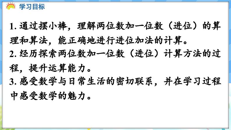 人教版（2024）数学一年级下册---4.2 两位数加一位数（进位）（课件）第2页