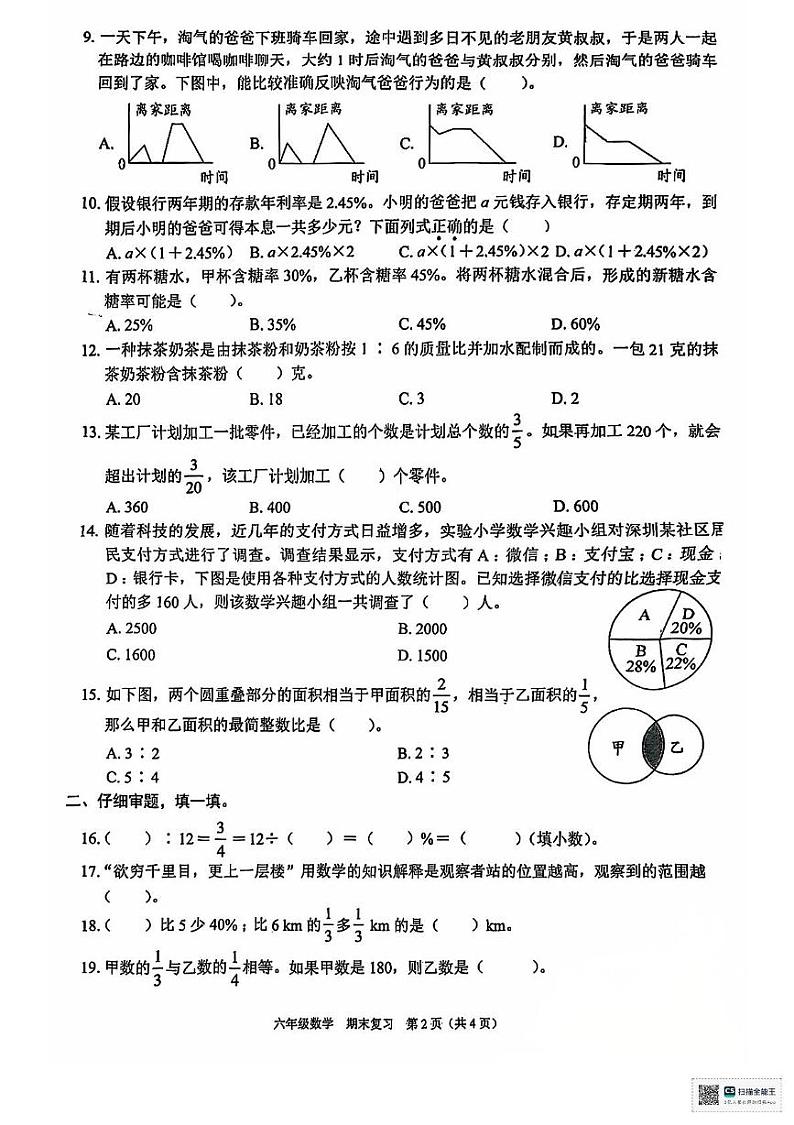 广东省深圳市龙岗区2024-2025学年六年级上学期1月模拟预测数学试题第2页