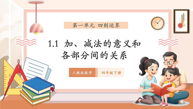 人教版四下1.1《加、减法的意义和各部分之间的关系》（课件）第1页