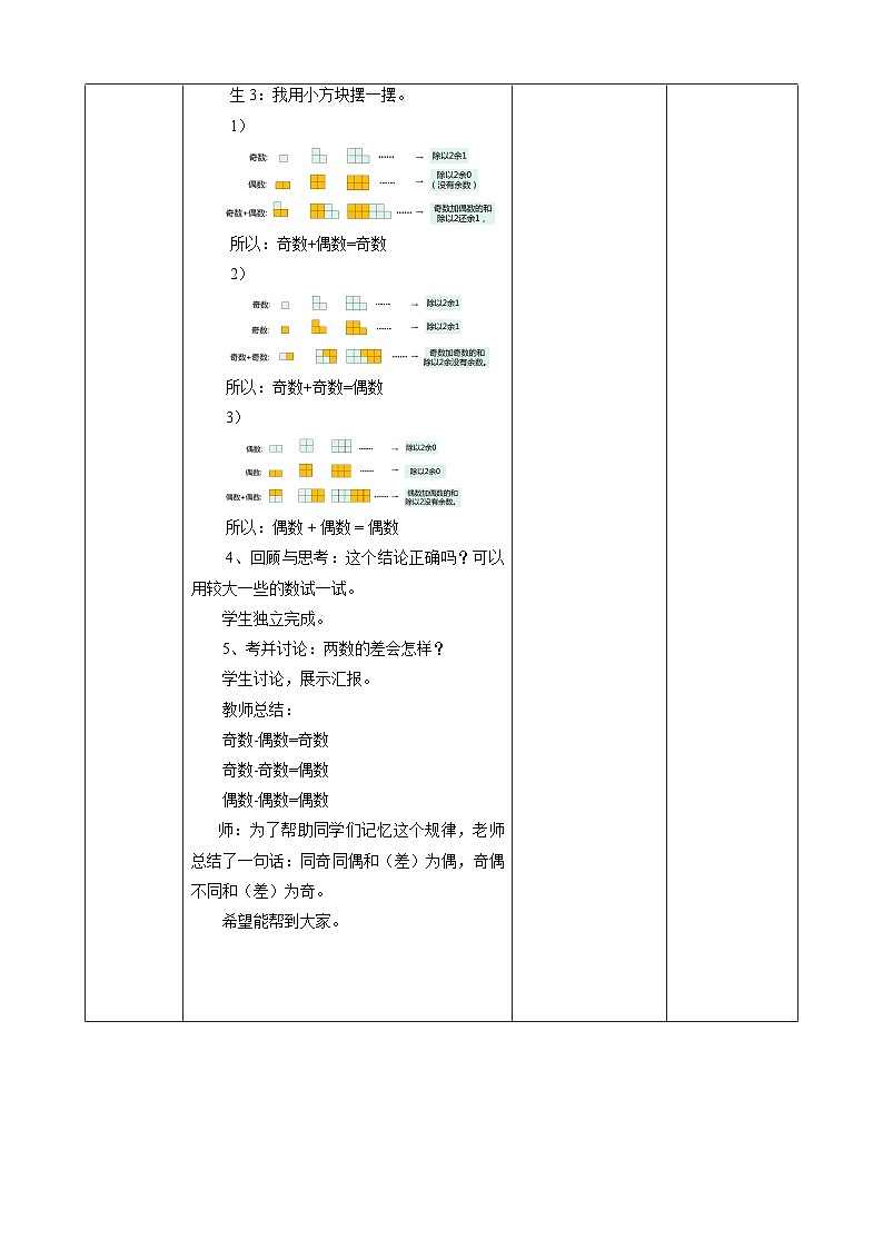 人教版五下2.6《两数和的奇偶性》教案第3页