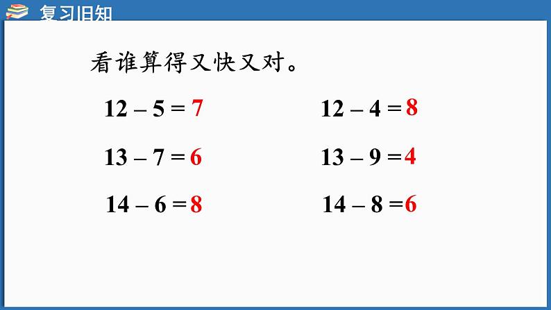 西师大版（2024）一年级下册数学下册--1.3 15、16、17、18减几和20以内的退位减法表（课件）第4页