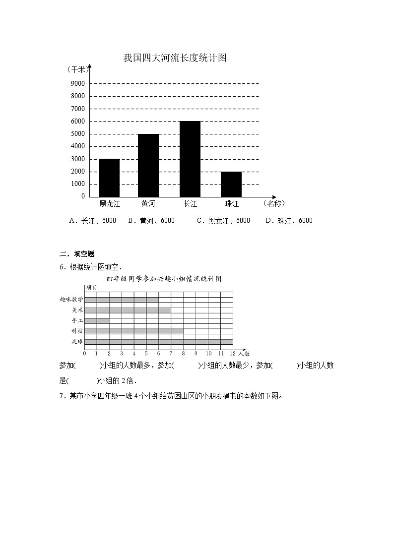 第七单元条形统计图-人教版数学四年级上册期末单元练习题第2页
