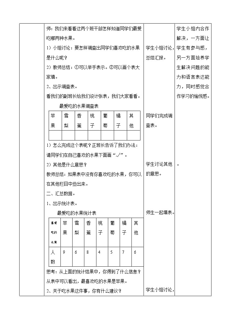 冀教版数学三年级下册5.1《数据的收集和整理1》（教学设计）第2页
