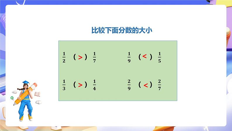 冀教版数学三年级下册三下8.3《比较分数的大小》（课件）第7页