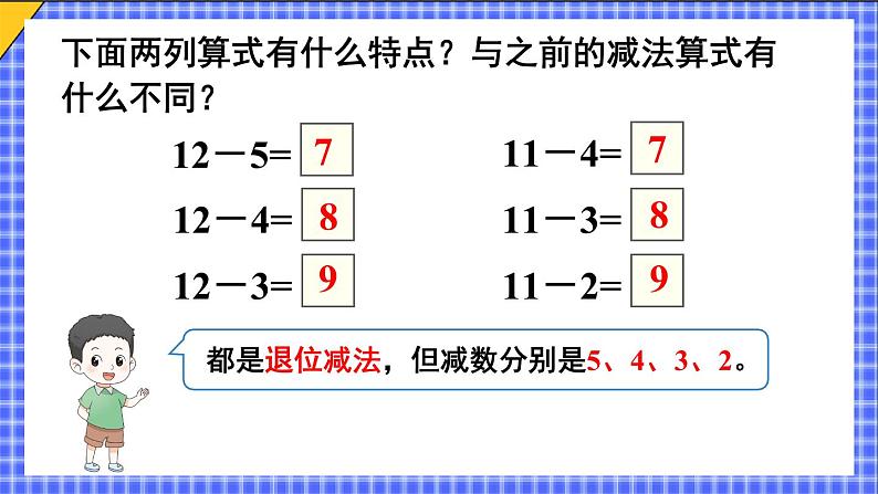 二 20以内的退位减法 第6课时 十几减5、4、3、2课件2024-2025人教版一年级数学下册第8页