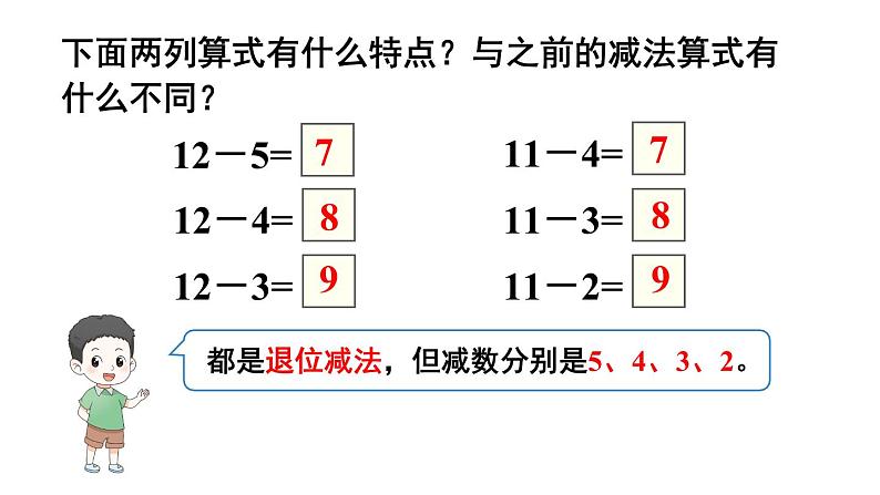 小学数学新人教版一年级下册第二单元第六课时 十几减5、4、3、2教学课件2025春第8页