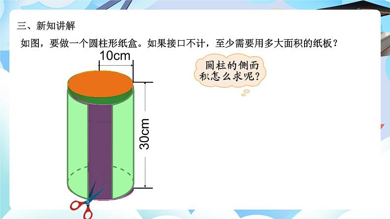 北师大版六年级数学下册第一单元第二课时圆柱体的表面积课件第5页