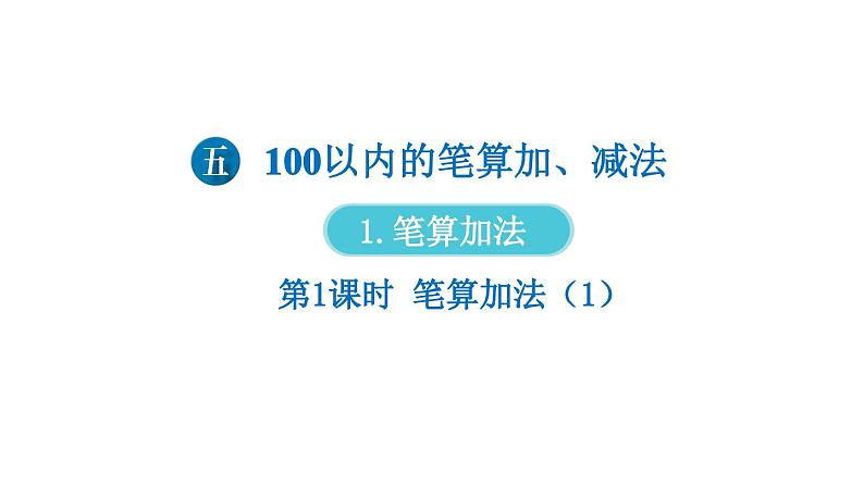 小学数学新人教版一年级下册第五单元笔算加法第一课时 笔算加法（1）教学课件2025春第1页