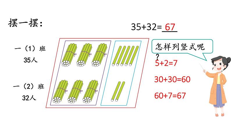 小学数学新人教版一年级下册第五单元笔算加法第一课时 笔算加法（1）教学课件2025春第5页