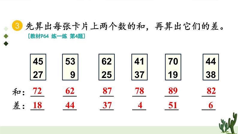 五 100以内的笔算加、减法2.笔算减法 第2课时 练一练课件2024-2025人教版一年级数学下册第6页