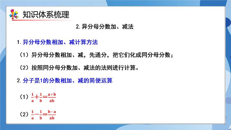 人教版小学数学五年级下册第六单元《分数的加法和减法》单元复习课件第5页