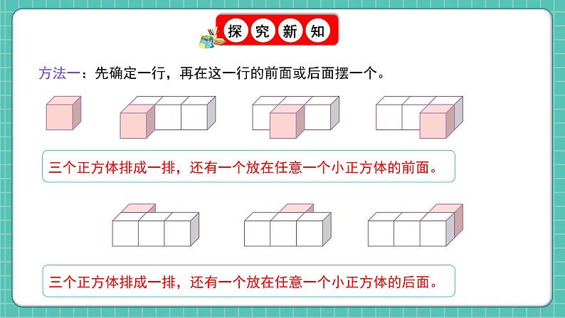 人教版小学数学五年级下册第一单元第一课时《从同一个方向观察形状图摆立体图形》课件第8页