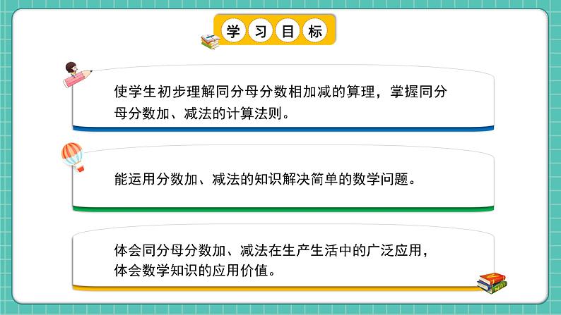 人教版小学数学五年级下册第六单元第一课时《同分数分数的加、减法》课件第2页